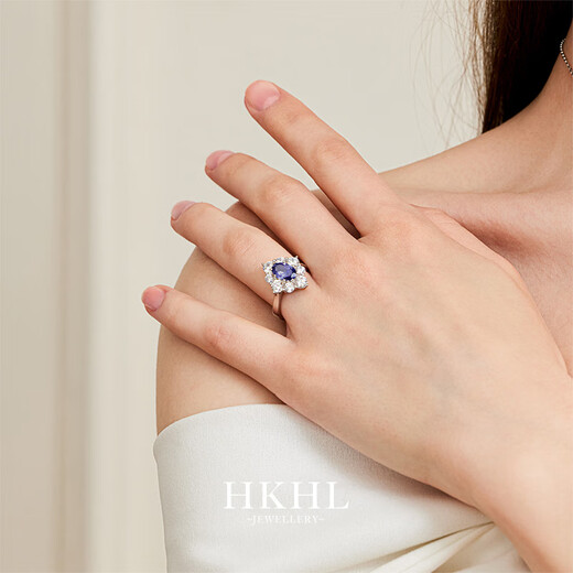 IosnHKHL Star Language sterling silver tanzanite sapphire ring for women light luxury temperament high-end celebrity ring accessories gift Star Language ring ring number 10-11# brand gift box Star Language series