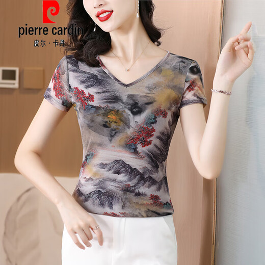 T-shirt à col de couleurs en maille Pierre Cardin Pierre pour les femmes en été New Slim à moitié à manches intérieure de la chemise à la mode petite chemise à manches courtes à manches courtes à manches 6189 Couleur d'image m
