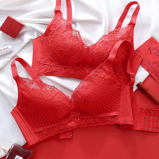 Victoria's style sexy secret red underwear set for women's birth year, small breasts, push-up, no wire underwear bra, multi-color 6812 suit black 80B 36, thickness can be noted