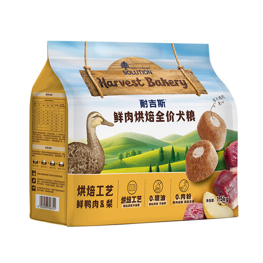 Negisi fresh meat baked dog food, fresh duck meat, tear stain management, duck meat, pear, full price dog food for adult dogs and puppies, 100% real fresh meat, 0 meat powder sandwich food 6kg (1.5kg*4 packs)