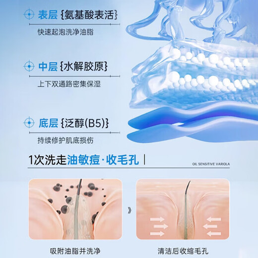 Fan Yongchen Amino Acid Facial Cleanser for Men and Women, Oil Control, Acne, Mite Removal, Blackhead Removal, Deep Cleansing, Shrinking Pores Facial Cleanser, Take one or two shots, B5 Facial Cleanser 100g*2