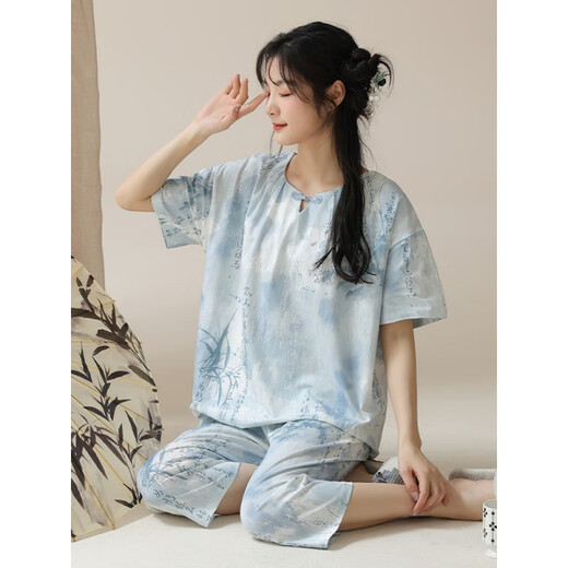 Pmwrun d'été Nouveau style chinois à manches courtes à manches courtes pantalons de coton pour femmes coton pantalon d'été.