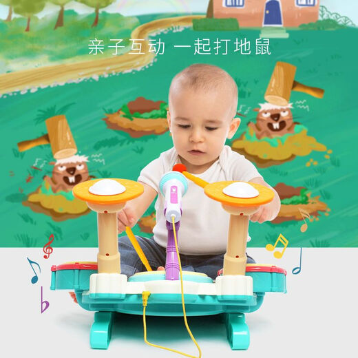 儿童钢琴架子鼓二合一玩具初学者8启蒙爵士鼓乐器宝宝打鼓3岁男孩 【基础版架子鼓-绿】 充电版（充电电池+充电器）