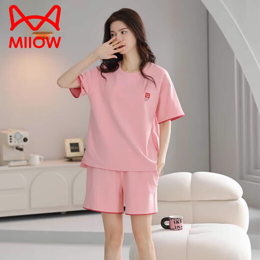 猫人（MiiOW）2025年新款睡衣女夏季爆款纯棉短袖甜美休闲运动家居服套装 Z9854 M 【建议80-100斤穿】