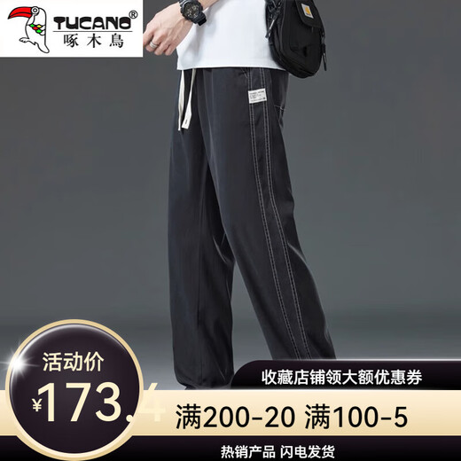 啄木鸟天丝牛仔裤男士2025夏季新款宽松直筒休闲阔腿裤 1048蓝色+1048黑色夏季薄款 M建议85-105斤 均码