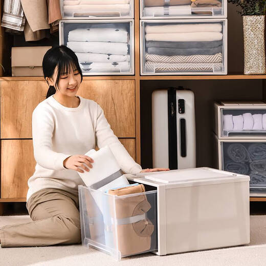 咏幻抽屉式收纳盒收纳箱家用透明衣服整理箱塑料衣物衣柜收纳神器 38L深47宽35高23c(款3523) 1个装抽屉透明
