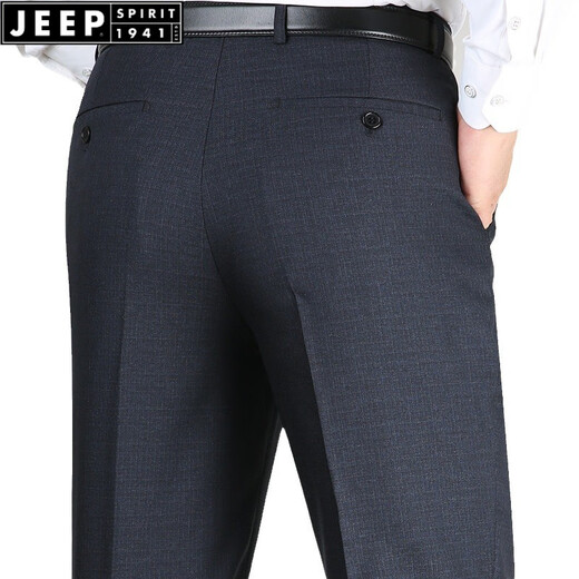 JEEP SPIRIT春夏薄款男士桑蚕丝西裤男中年商务直筒高腰免烫蚕丝裤中老年男裤 F9902#黑色 29 (2尺2腰围)