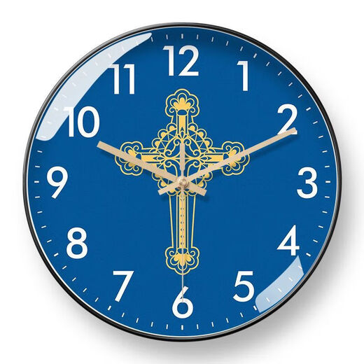 Creative Cross Wall Clock Living Room Bedroom Wall-Mounted Silent Clock Simple Clock Home Wall-Mounted Silent BF3271-Black Frame Golden Needle 8-inch Super Silent Stone Clock