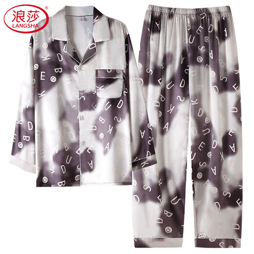 Langsha (Langsha) Mulberry Silk Pyjamas Pyjon pour le printemps et l'été à la maison à manches longues à manches longues à manches à manches longues de grande enver