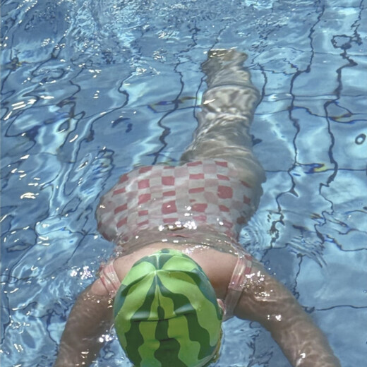 Yihaofeng Funny Big Head Size Silicone Watermelon Swimming Cap Swimming Cap Increased Waterproof Big Head Size Non-Stretching Unisex Watermelon Silicone Swimming Cap + Nose Clip Earplugs