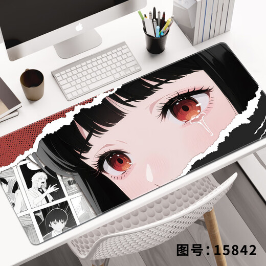 Ruqinlian black and white comic style mouse pads for super large men and women personalized workstation office computer desk pads rubber pads keyboard pads smooth thickened lock edge wrist guard pads non-slip and wear-resistant 15844 [thickened lock edge, skin-friendly and smooth] length 1000mmX width 500mmX thickness 2mm