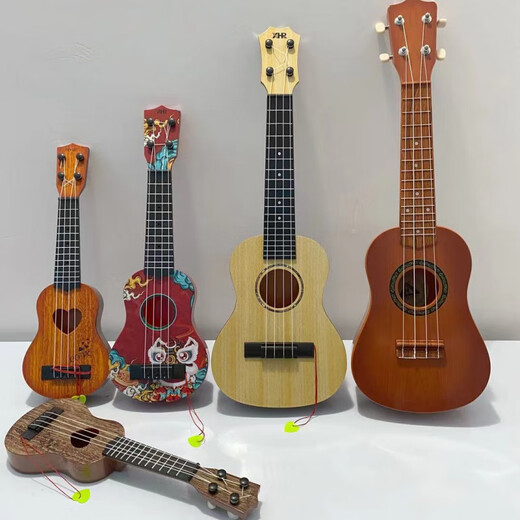 
GQP Children's Ukulele Small Guitar Large Size Playing Simulation Beginner Music Instrument Baby Music Toy Model Imitation Mahogany 38cm