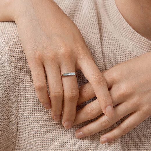 Lukfook Jewelry Platinum Ring Hengai Platinum 950 Solid Couple Ring Women's Price Approximately 3.24 grams