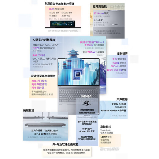 ThinkPad联想ThinkBook16P【补贴20%】2025款 50系独显高端商务办公设计剪辑移动工作站笔记本电脑 ZL22 Ultra9-275HX丨RTX5070丨3.2K 96G内存 2TB固态硬盘 升级