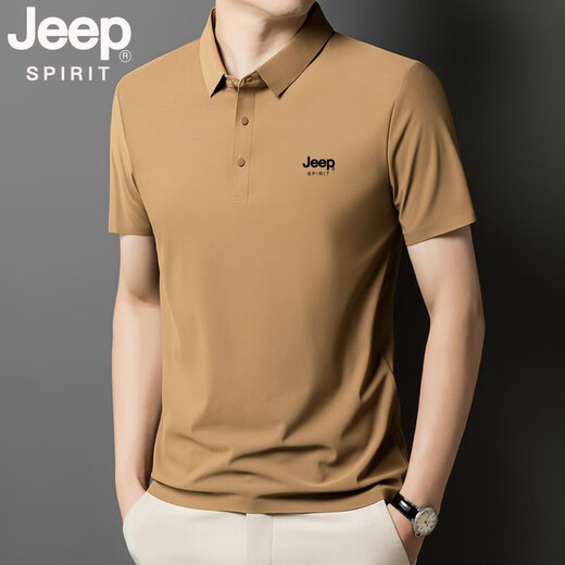 JEEP SPIRITJEEP吉普冰丝Polo衫男夏季凉感透气短袖抗皱薄款无痕速干翻领t恤 藏青 jpbl12358 M 推荐80-100斤