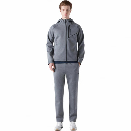 DESCENTE letter pattern hooded zipper jacket jacket male and female style gray 100