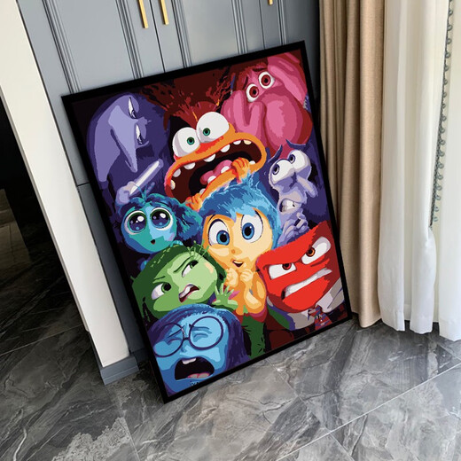 头脑特工队diy数字油画手工填充涂色丙烯油彩画卡通动漫手绘画画 nx15275 外框免安装五色可选无备注默认