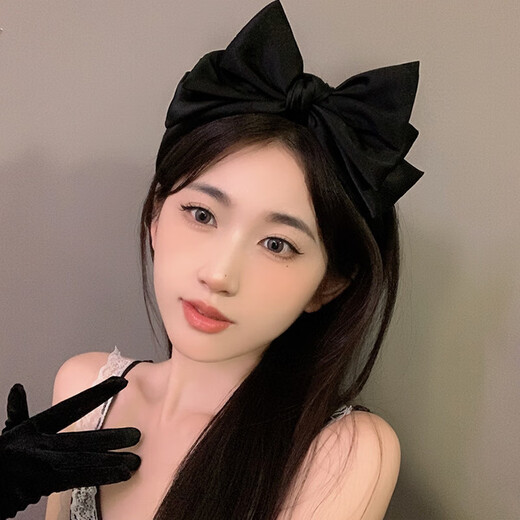 Oversized bow headband for women, high-end Internet celebrity face wash hairband, simple and versatile outdoor hairband, black bow headband
