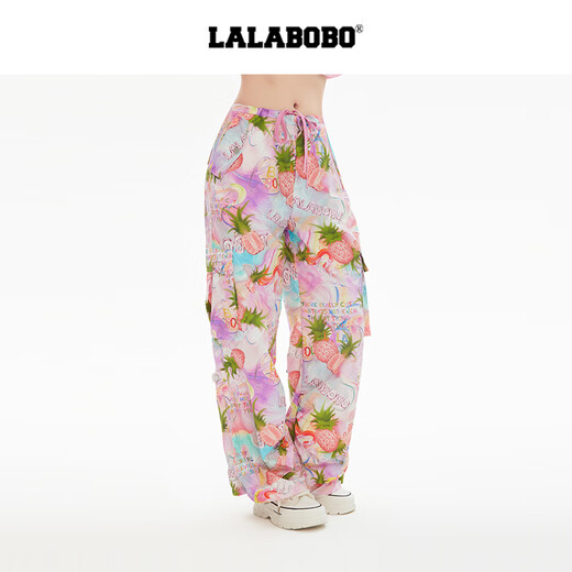 LALABOBO [Mall Style] Sweet Cool Dopamine Powder Working Pants for Women 25 New Loose Casual Wide Legs LBEB-WXZC38 Pink Regular S