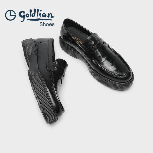 Goldlion men's shoes 25 new autumn genuine leather hand-scratch pattern business casual shoes slip-on loafers G567530744AAA