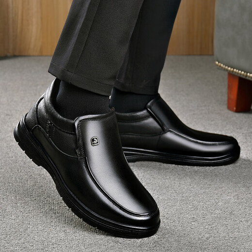 Zapatos de algodón para hombres de carpintería para el invierno Botas de cuero de terciopelo para zapatos de cuero de terciopelo para ancianos Sobres de cuero alto de cuero genuino de cuero de mediana edad y anciana zapatos de papá 9905 Negro [cuero de vaca de cuero real] Garantía de tres años 42