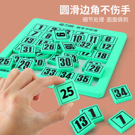 Digital Huarongdao Children's Early Education Toy Logic Denkweise Training des Desktop-Magnetpuzzle-Spiels Pink 5. Stufe Magnetisch auf 5. Ebene [OPP-Tasche]