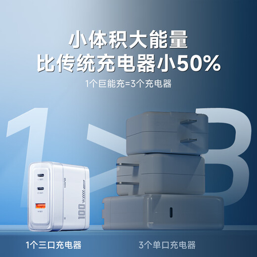 Green Giant (llano) 65W Galliumnitrid-Ladegerät Notebook-Computer-Set PD-Schnellladung geeignet für Apple 17MacBook Pro Huawei Xiaomi Lenovo iPad Pro Multi-Port-Netzteil 100W-Set 2C1A Schnellladung - mit 1,8 Meter weißem Kabel