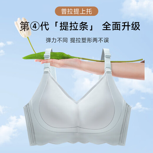莫代尔内衣女大胸显小聚拢收副乳夏季薄款舒适无钢圈防下垂2025新款文胸 香槟色+清水蓝 L 38 /85BC