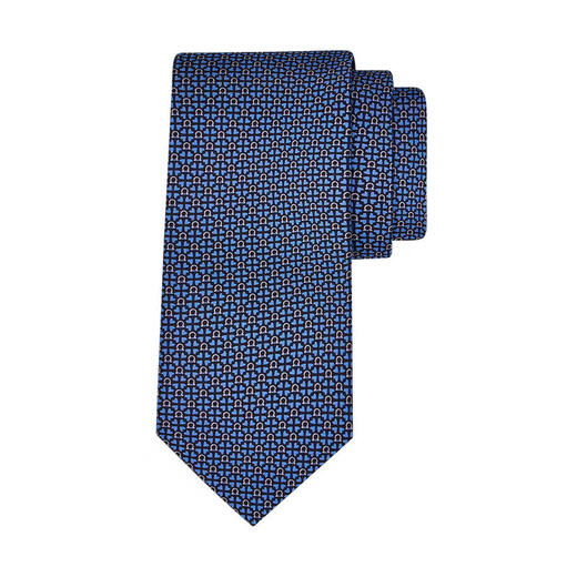 Ferragamo Luxus Herren Ada Buckle Herzgedrucktes Handwerk Seidenkrawatte Blau Unica