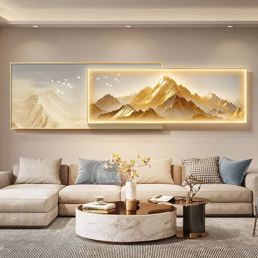 Yonghuan Rizhao Jinshan Salon Sofa Fond Decoration Mur Painting Light Luxury Mural Light Painting convient aux grands peintures suspendues murales blanches. Retour à YouShan B Style 33 * 80 + 26 * 80 = chevauchement de longueur totale 12035 mm en aluminium