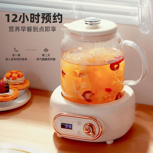 All-glass health kettle, kettle and heat preservation integrated, fully automatic constant temperature office multi-function 0 metal tea kettle, electric kettle, stew kettle integrated, all-glass kettle 0 glue, automatic constant temperature rice white (including tea leakage) 1.5L
