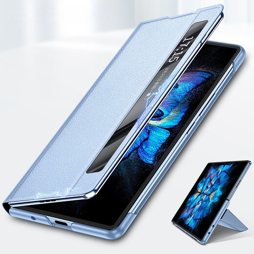 欧格迪（OUGEDI） 适用vivo x fold手机壳xfold+折叠屏真皮磁吸翻盖保护套全包防摔 X Fold/+通用【晴天蓝】真皮磁吸翻盖皮套