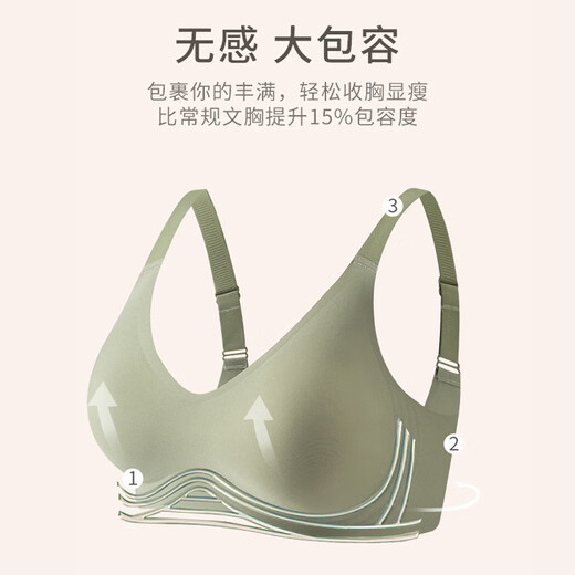 DILUNFEI无痕内衣女士夏季薄款大胸显小聚拢上托防下垂新款无钢圈运动文胸 锈红色 3XL