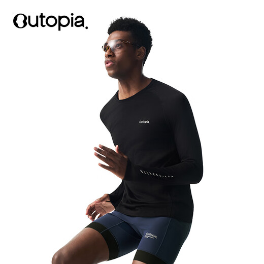 OUTOPIA Wonderland miracle wool Merino mercerized breathable outdoor cross-country hiking men's quick-drying long sleeves deep black ZQ quick-drying version L