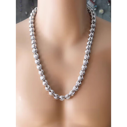 DL 1998 Fat Donglai same style platinum necklace for men and women 999 silver platinum plated thick chain domineering hip-hop couple model 4 mm 50 cm