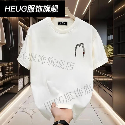 HEUG枫善服饰新款美式复古创意印花宽松男女圆领重磅f短袖休闲上 白色AB1699前后-M网点 ##&_ S 建议90110##*-