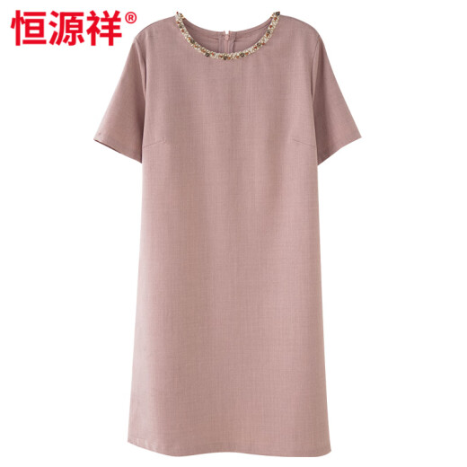 恒源祥轻奢真丝连衣裙女2025新款夏季妈妈小个子桑蚕丝裙子 紫色【高品质】 M (建议90-100斤)