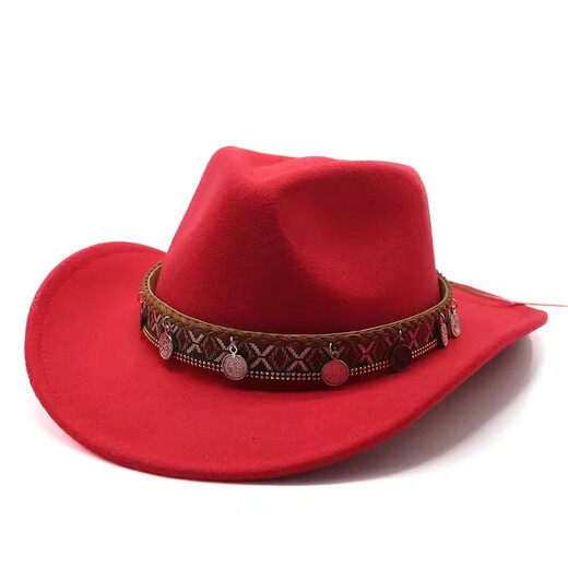 XINBUCKS minority ethnic style western cowboy hat unisex fashionable European and American style top hat bohemian style casual hat brown suitable for 55-58cm