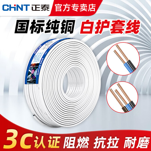 正泰（CHNT）护套线家用国标铜芯BVVB电缆15254平方 BVVB_护套线(硬线)_扁线 100m_2芯_4平方毫米