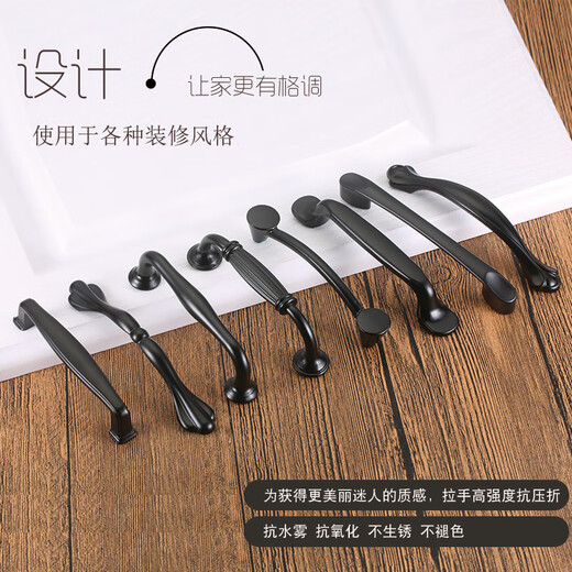 美克杰拉手柜门抽屉鞋柜衣柜橱柜推拉门把手柜子配件黑色家具小拉手 L款-96MM-9898 铝合金