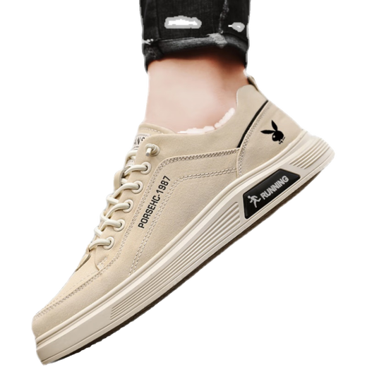 Playboy Chaussures masculines pour le printemps, l'été et l'automne 2025 Nouvelles chaussures de coton de printemps Sports et chaussures de planche décontractées petits chaussures à tendance imperméables polyvalentes blanches Z1105 Gray 42