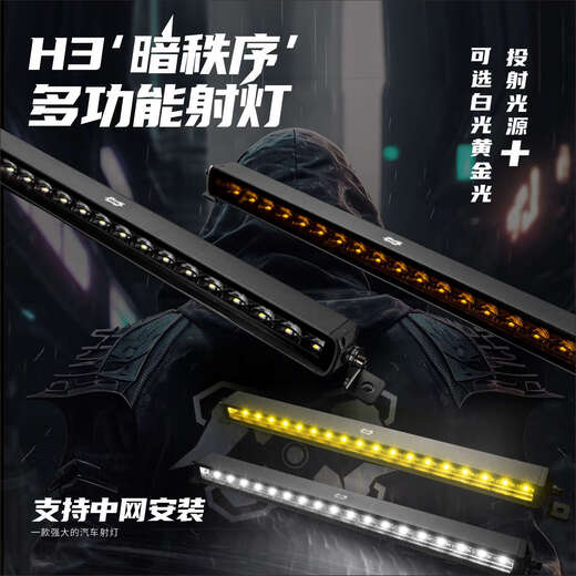 Guanglei SUV Car Spotlight Center Grille delantero Golden Spotlight Off-Road Vehicle Luggage Rack Spotlight Attack Road Soldier H3 H3-41 pulgadas 1047 mm Ligera blanca individual