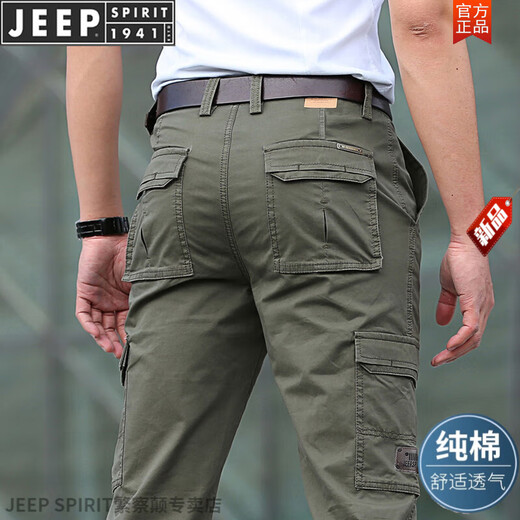 
JEEP SPIRIT work pants for men loose straight spring and summer thin outdoor multi-pocket spring and autumn casual pants 2025 dark gray 9923 thin cotton 30 waist circumference 2 feet 3