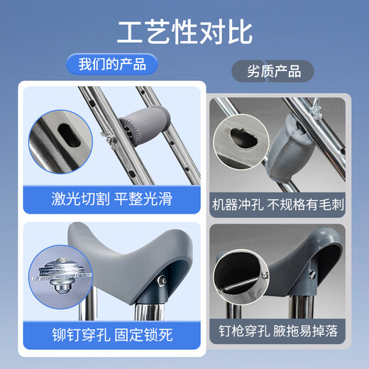 Daocheng medical underarm crutches for the elderly, special crutches for rehabilitation of fractured young people, stainless steel walkers, two DC312