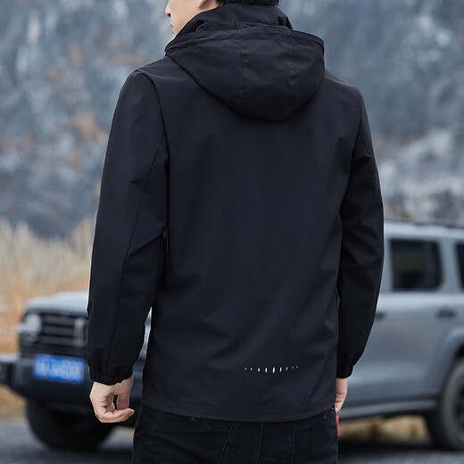 
Jeanswest Spring and Autumn Charge Jacket Men's New Men's Loose Hooded Removable Jacket Men's Windproof Working Top 6628 Black M Size (90-105Jin [Jin equals 0.5 kg])