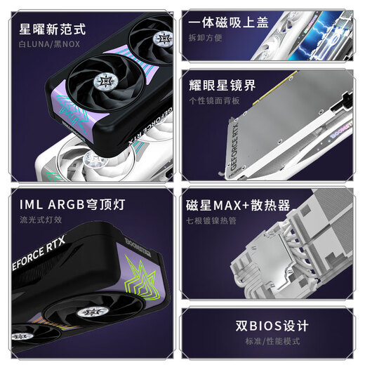 GALAXY GeForce RTX 5080 Xingyao LUNA OC 16G GDDR7 DLSS 4 E-sports game design editing AI computer mirror graphics card