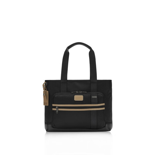 Tuming DFO FREMONT Men's Tote Bag Casual Commuting Handheld Tote Bag Black with Khaki_02223309DKOE -