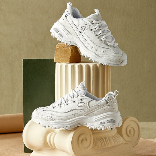 斯凯奇（Skechers）女鞋25熊猫鞋厚底增高时尚白色老爹鞋女鞋小白鞋11979 11979-WSL白色 35