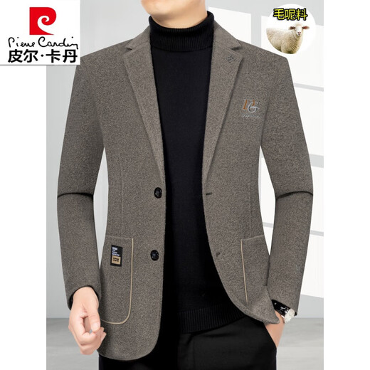 Pier Cardin men's wool woolen suit jacket men's new style daddy's slim Korean style small suit jacket casual top blue gray 35741GF 190/3XL
