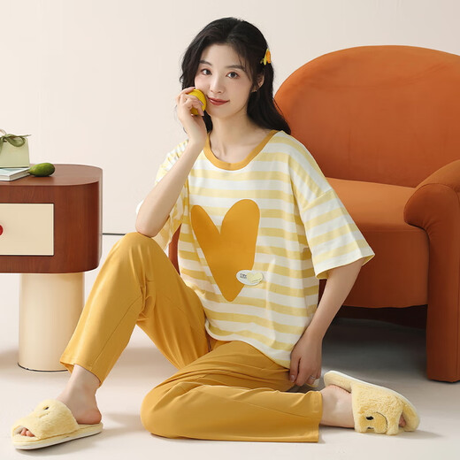 
Cat Man (MiiOW) pajamas for women in summer 2025 new pure cotton short-sleeved thin trousers cartoon cute style home clothing set Skin color love [7A antibacterial and anti-mites] L Recommended weight 100-120 Jin [Jin equals 0.5 kg]